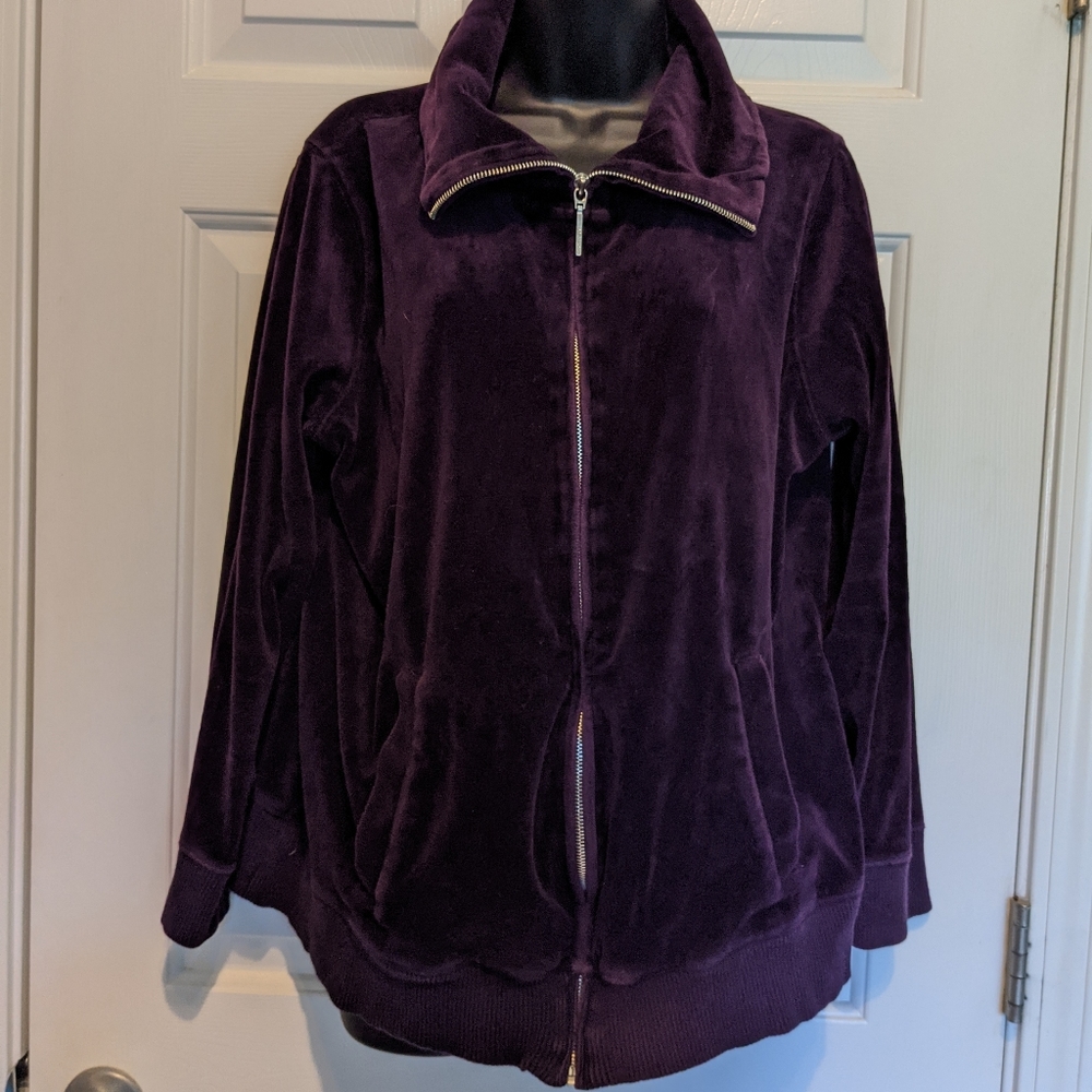 Dark purple velour jacket 1X Jones New York